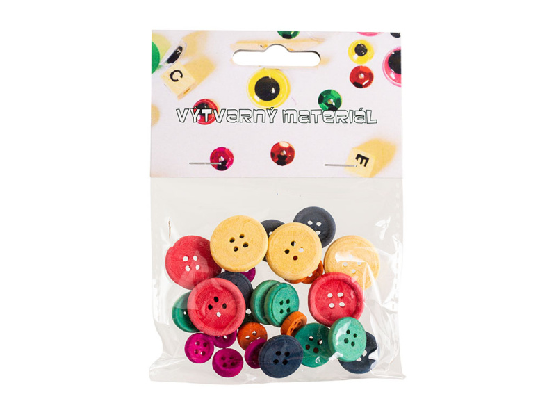 Knoflíky barevné - dřevěné dekorace (30ks)