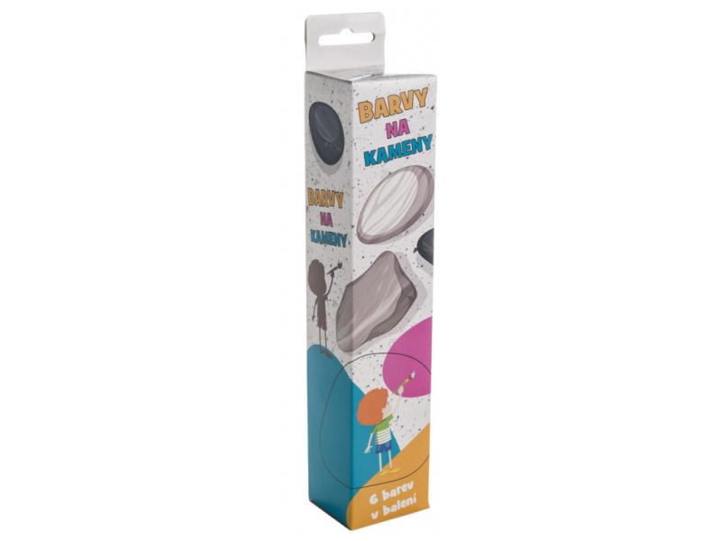 Akrylové barvy na kameny 6 ks se štětcem