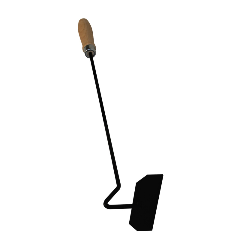 Vyhrabávač krbový s dřevěnou rukojetí, černý