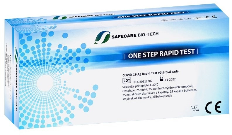Safecare Biotech (Hangzhou) Co.,Ltd. 25x  Bio-tech Antigenní rychlotest na COVID-19 z přední části nosu - 29 Kč/ks
