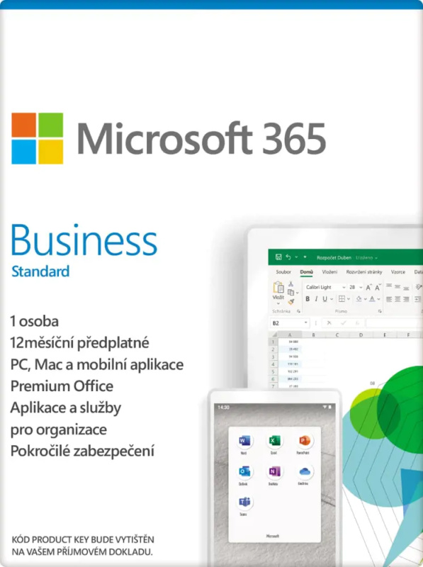 Microsoft 365 Business Standard předplatné 1 rok, elektronická licence, KLQ-00211, nová licence