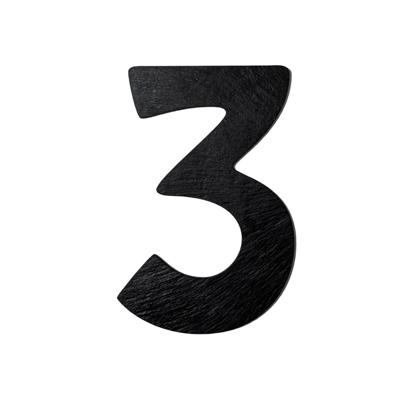 Číslice břidlicová 3, 12 cm x 8,5 cm