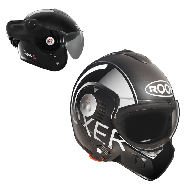 Překlopná moto přilba ROOF Boxer V8 Grafic P/J černo-šedá XXL (63-64)