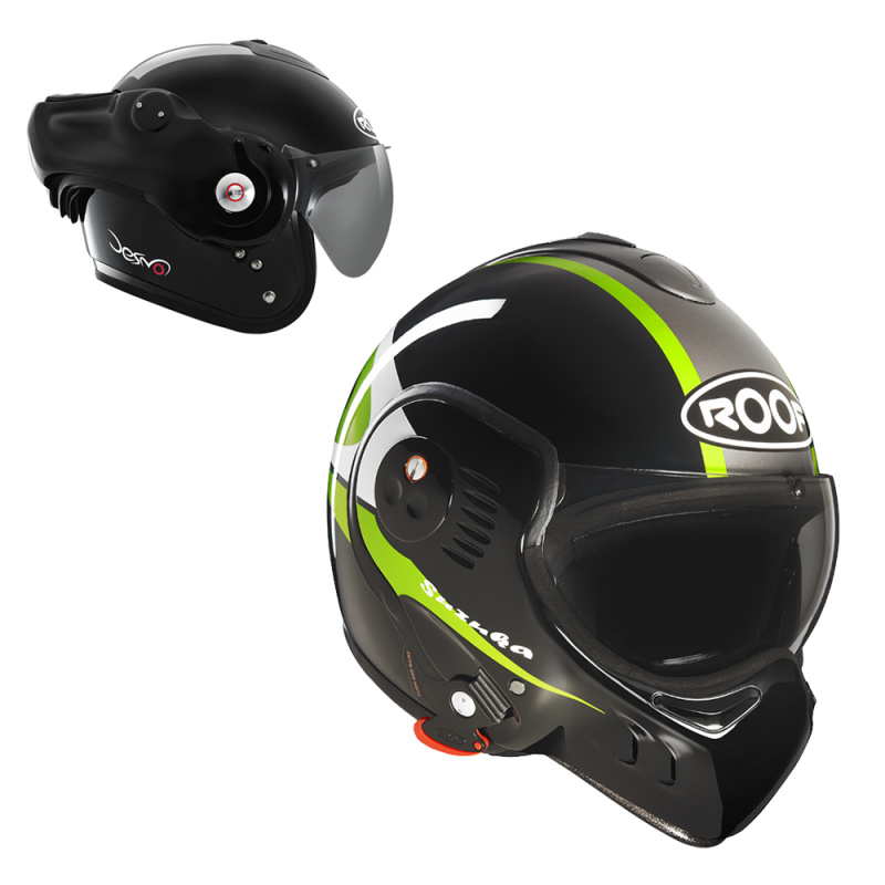 Překlopná moto přilba ROOF Boxer V8 Suzuka P/J černo-zelená XXL (63-64)