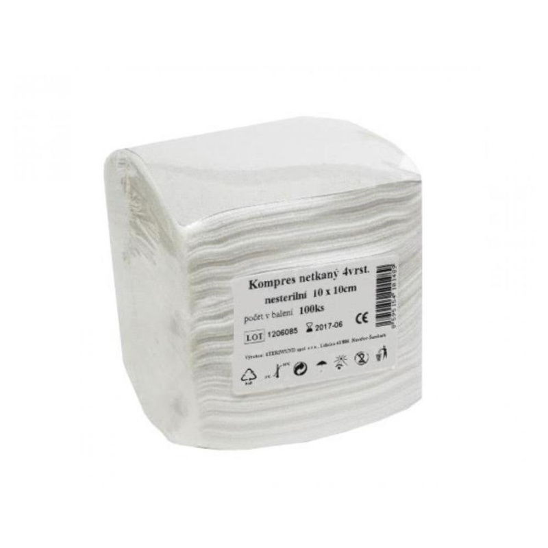 STERIWUND Kompres netkaná textilie nesterilní 10 x 10cm 100 kusů