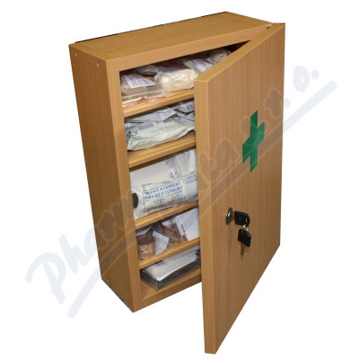 Lékárnička nástěnná dřevěná přírodní 43x30x14cm Praktik I