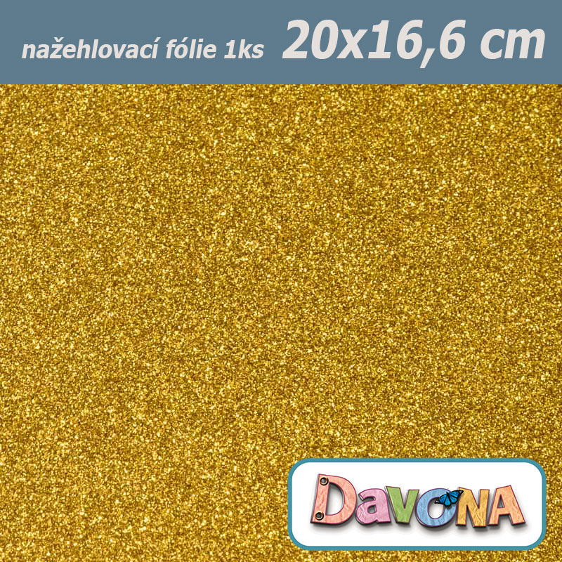 Nažehlovací fólie zlatá perleťová třpytivá 20x16,6cm (1ks)