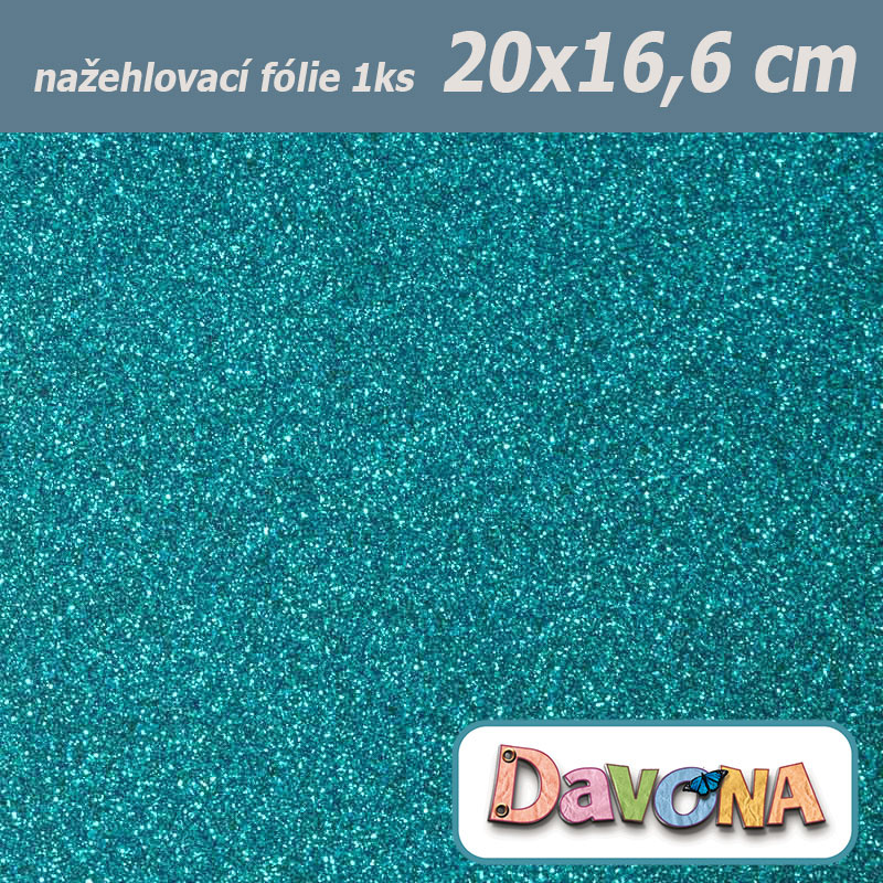 Nažehlovací fólie modrá perleťová třpytivá 20x16,6cm (1ks)