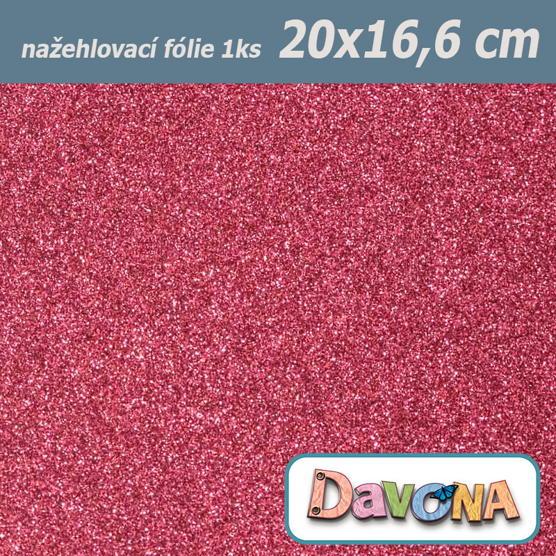 Nažehlovací fólie růžová perleťová třpytivá 20x16,6cm (1ks)