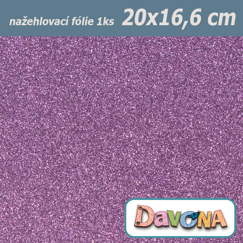 Nažehlovací fólie světle fialová perleťová třpytivá 20x16,6cm (1ks)