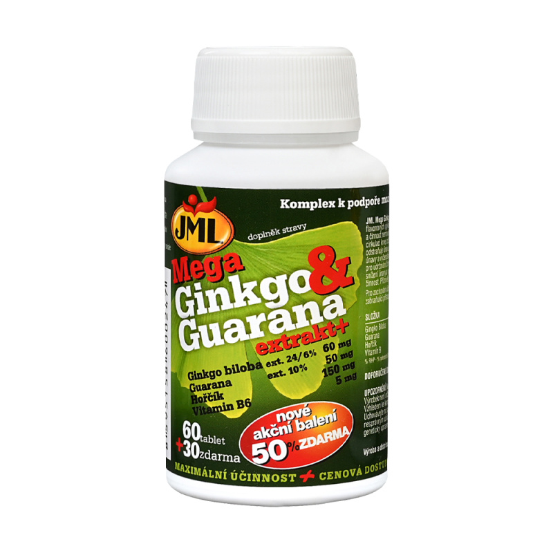 JML Mega Ginkgo Guarana+ tbl.60+30 zdarma