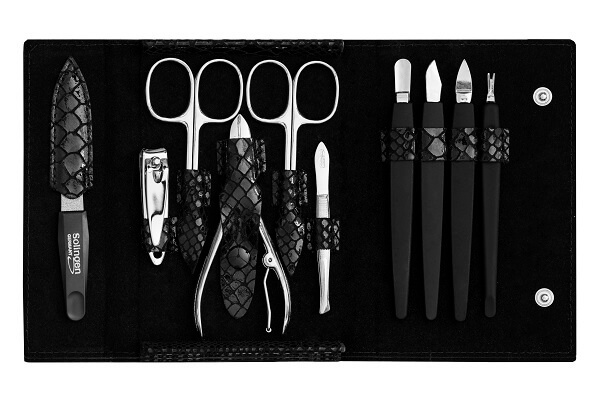 DuKaS Premium Line Solingen 252 manikúrní set + kožené pouzdro Black