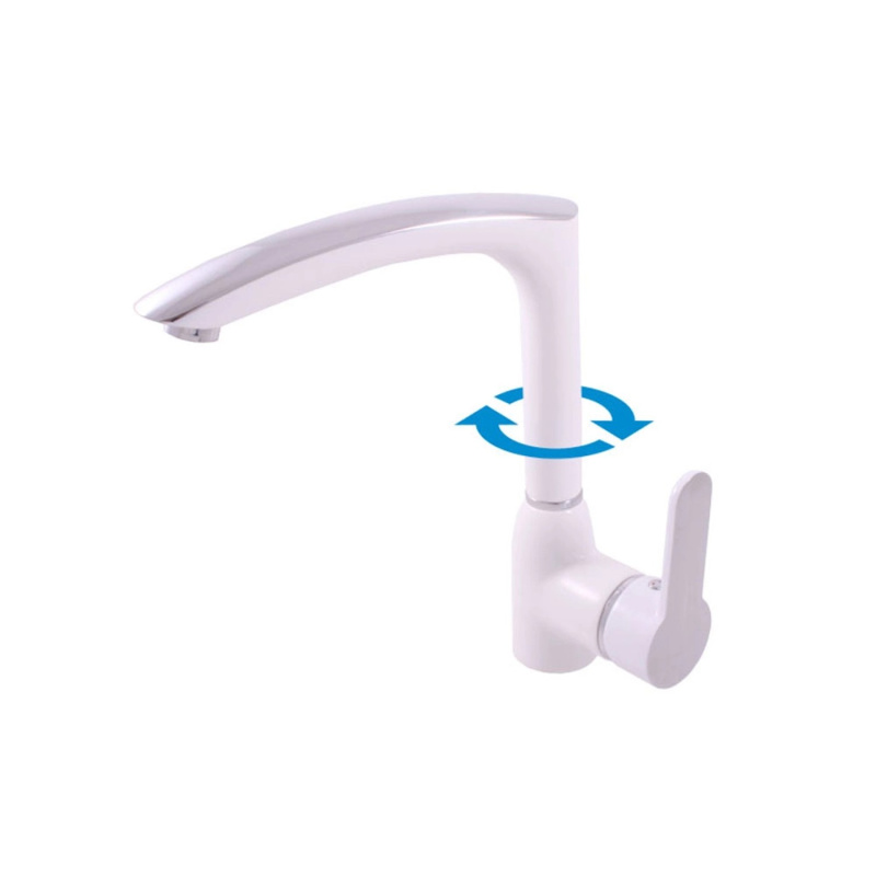 RAV SLEZÁK Zambezi dřezová baterie s otočným ramínkem bílá/chrom za007.0/7cb ZA007.07CB