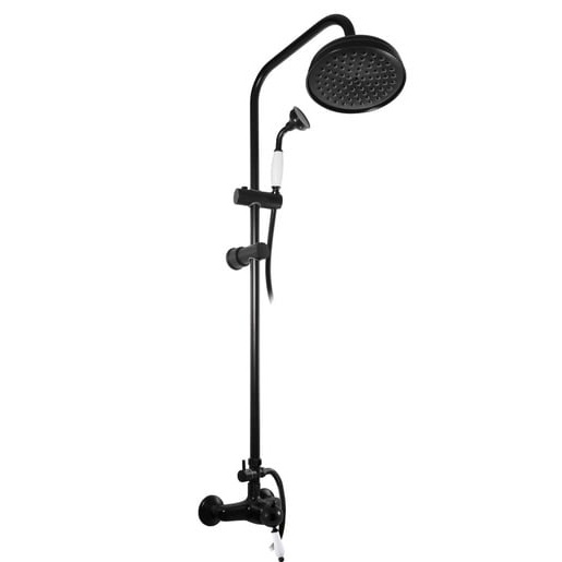 Sprchový systém RAV SLEZÁK Labe se sprchovým setem černá mat/bílá L581.5/7CMAT