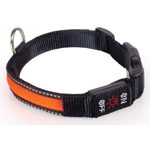 LED obojek dobíjecí USB/vel.M 40-50cm/ oranžový 02475