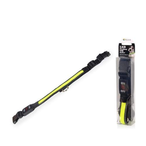 LED obojek dobíjecí USB/vel.L 50-60cm/ zelený 02478