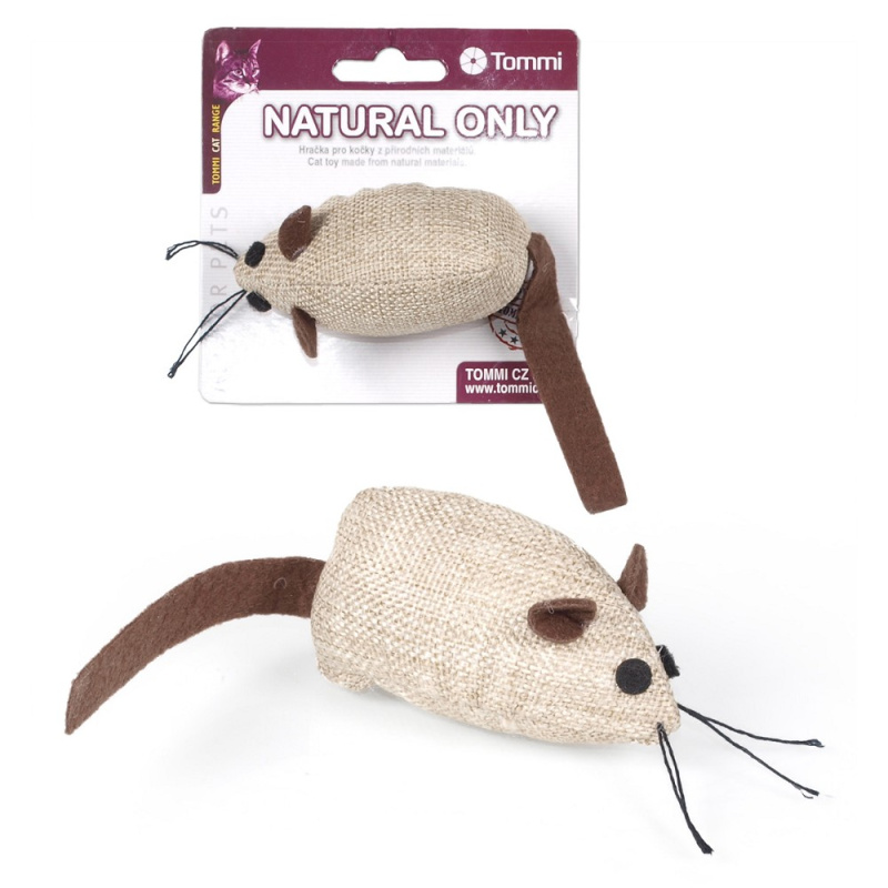 Natural Only Hračky pro kočk - myška hnědá s hnědým ocáskem, 8cm