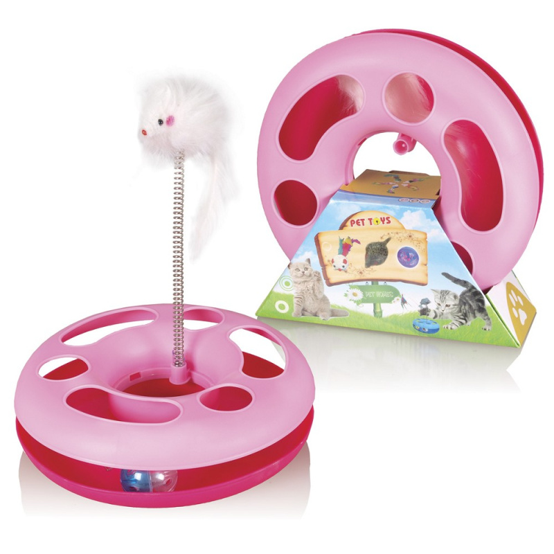Hračka kočka Speedy ball s myší na pružině 1 ks