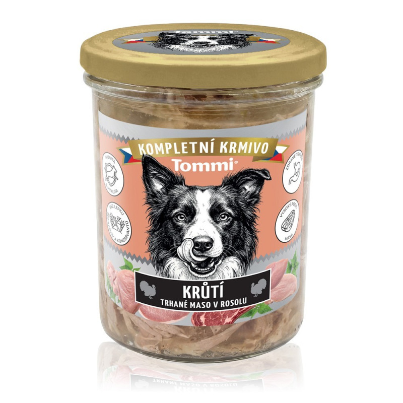 Tommi Krůtí trhané maso v rosolu pro psy, 370 g