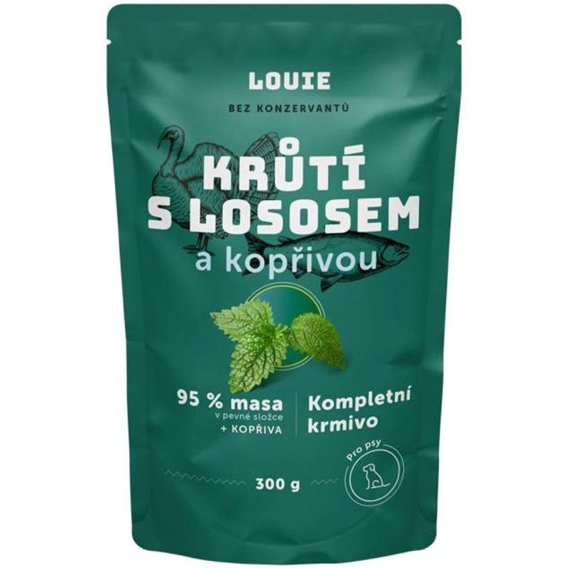 Louie Kompletní krmivo krůtí s lososem a kopřivou pro psy