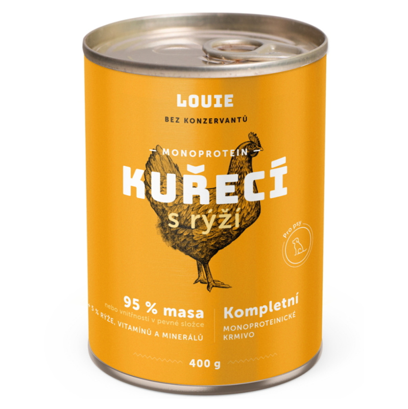 Louie konz. pro psy kuřecí s rýží 400g 