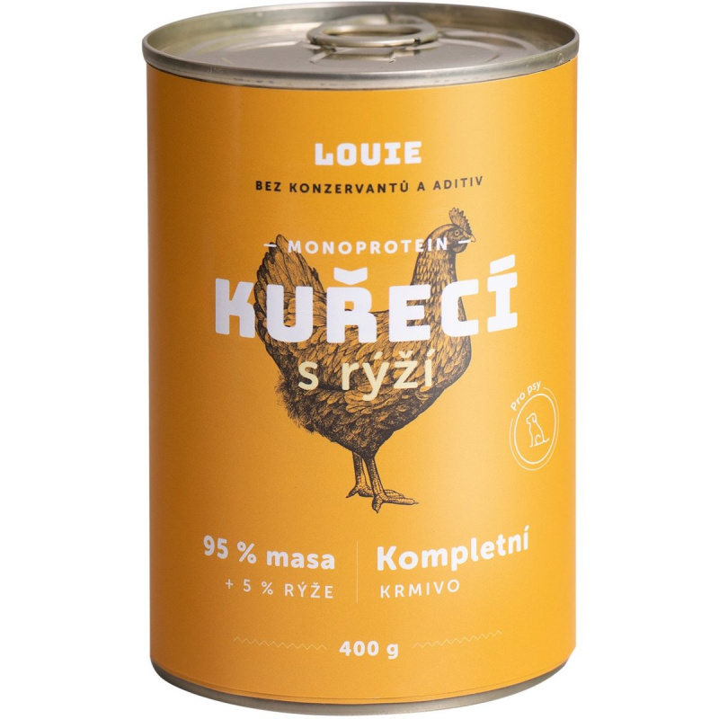 Louie konz. pro psy kuřecí s rýží 400g 