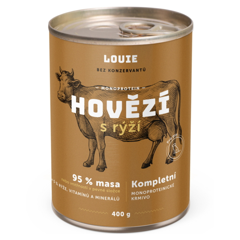 Louie konz. pro psy hovězí s rýží 400 g