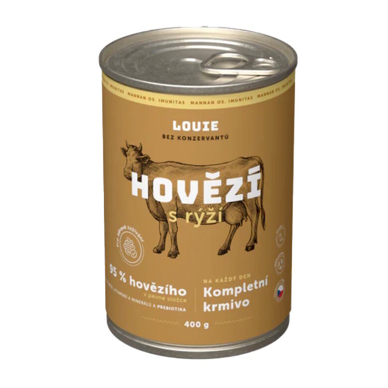 Louie konz. pro psy hovězí s rýží 400 g
