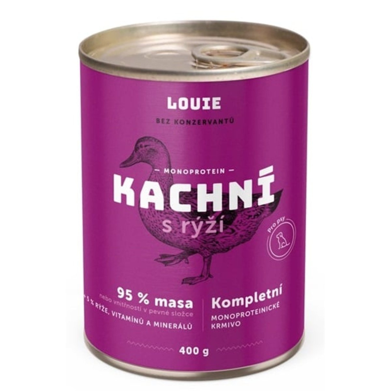 Louie konz. pro psy kachní s rýží 400 g 