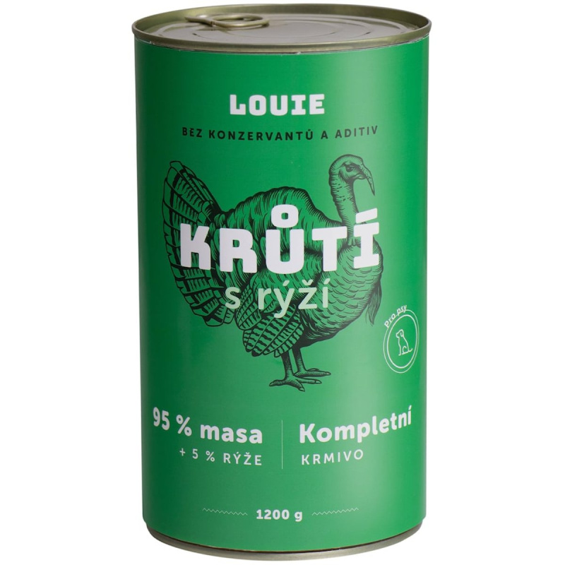 Louie konz. pro psy krůtí s rýží 1200g 