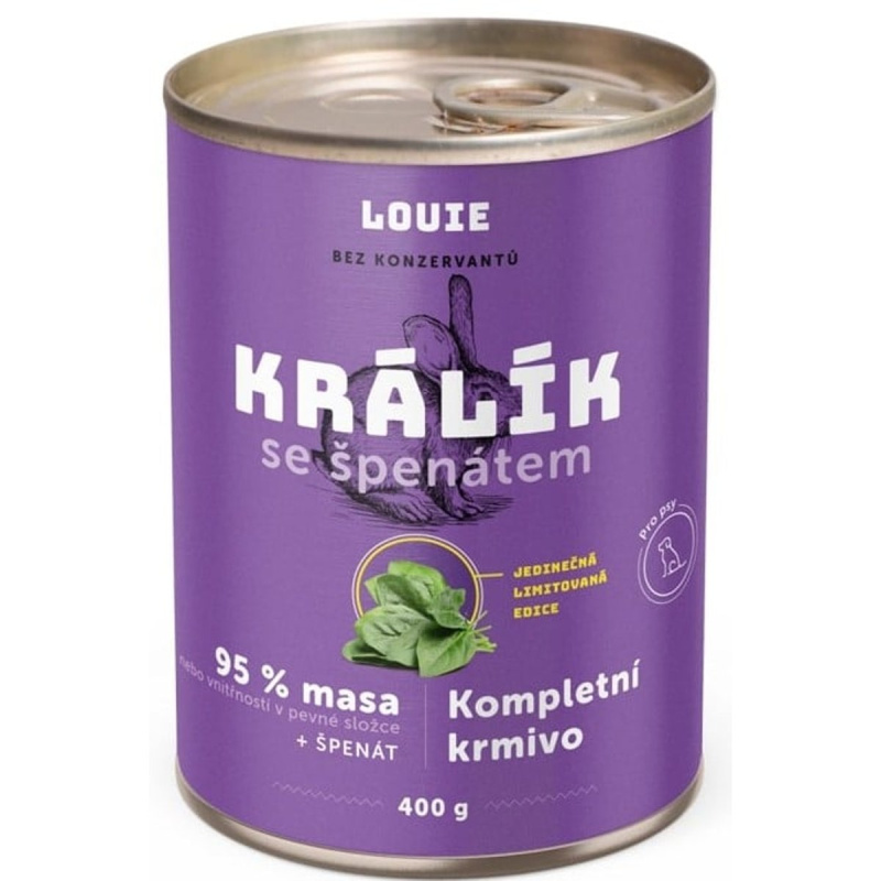 Louie Kompletní krmivo králík se špenátem pro psy