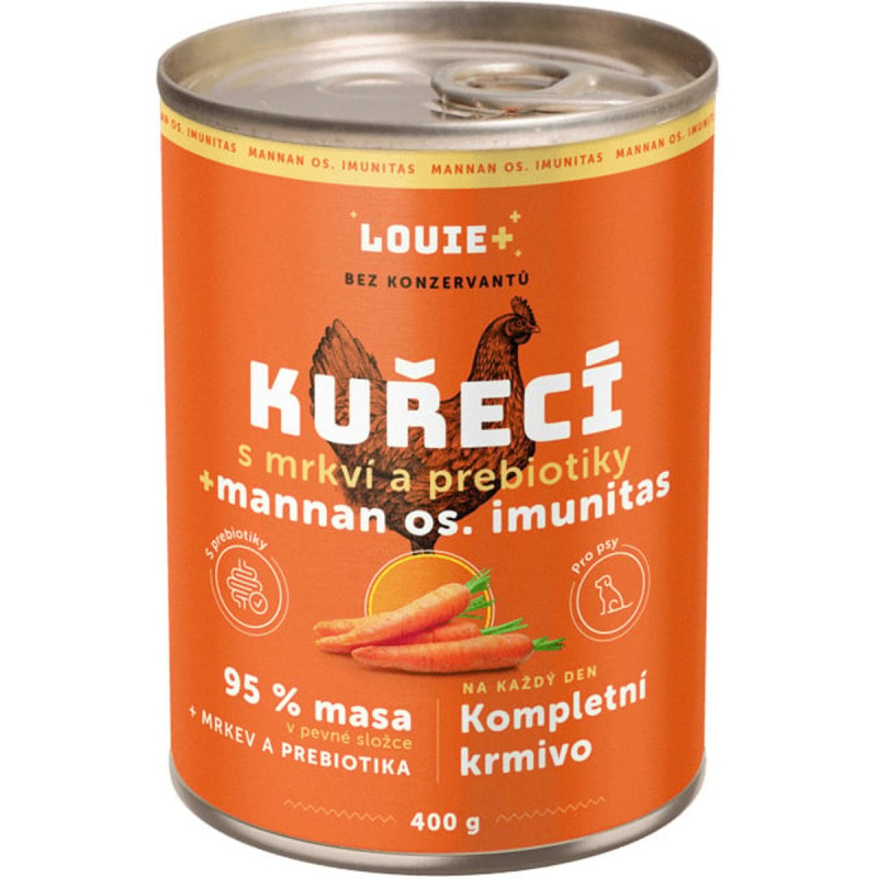 Louie konz.pro psy kuřecí, mrkev, prebiotika 400g