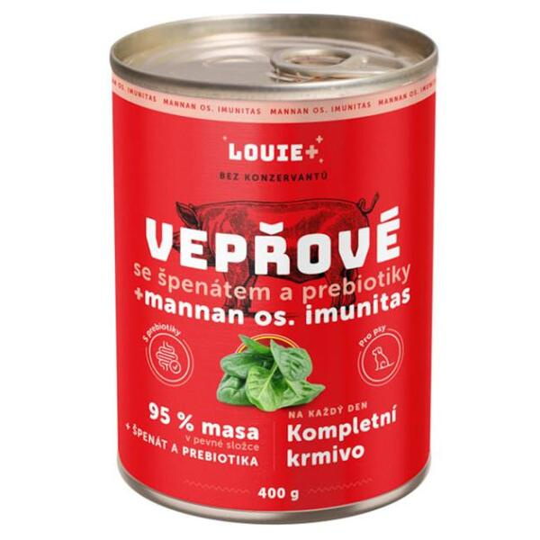 Louie konz.pro psy vepřové,špenát,prebiotika 400g
