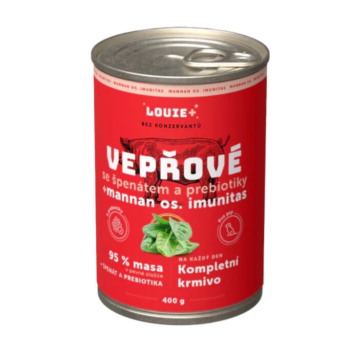 Louie konz.pro psy vepřové,špenát,prebiotika 400g