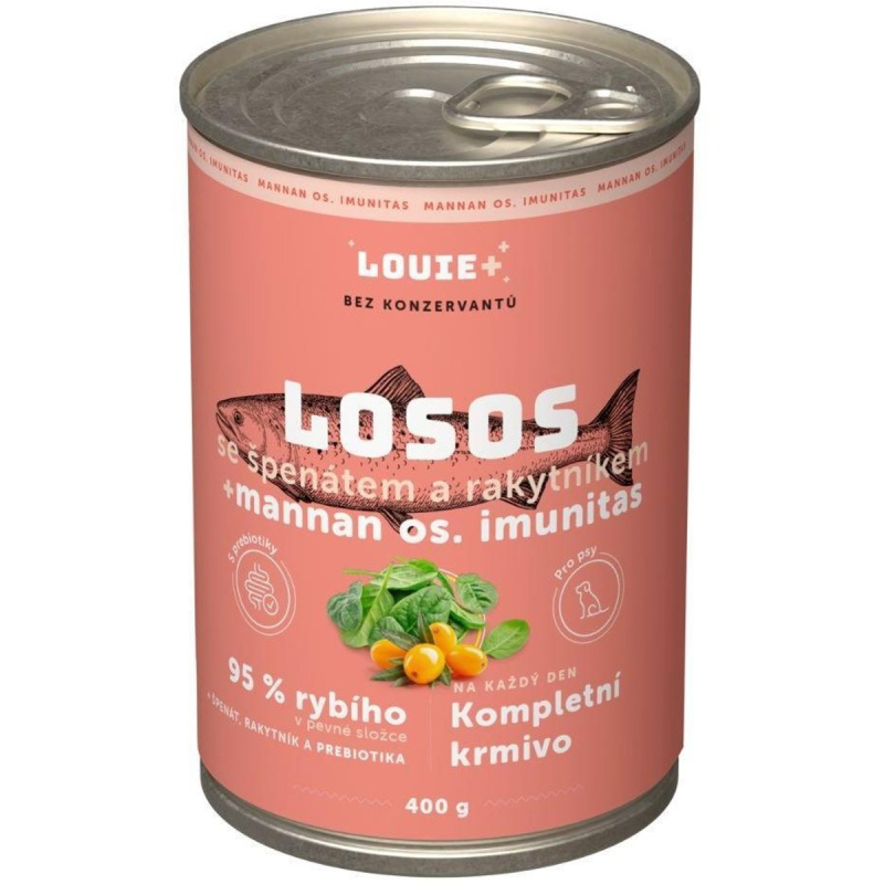 Louie Kompletní krmivo losos s rakytníkem, špenátem a prebiotiky pro psy
