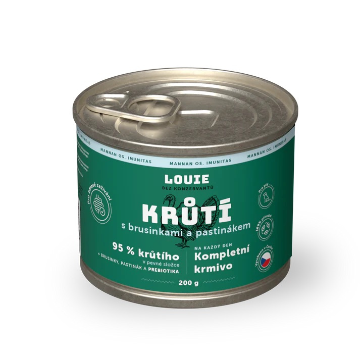 Louie konzerva pro psy krůtí, brusinky, prebiotika 200 g