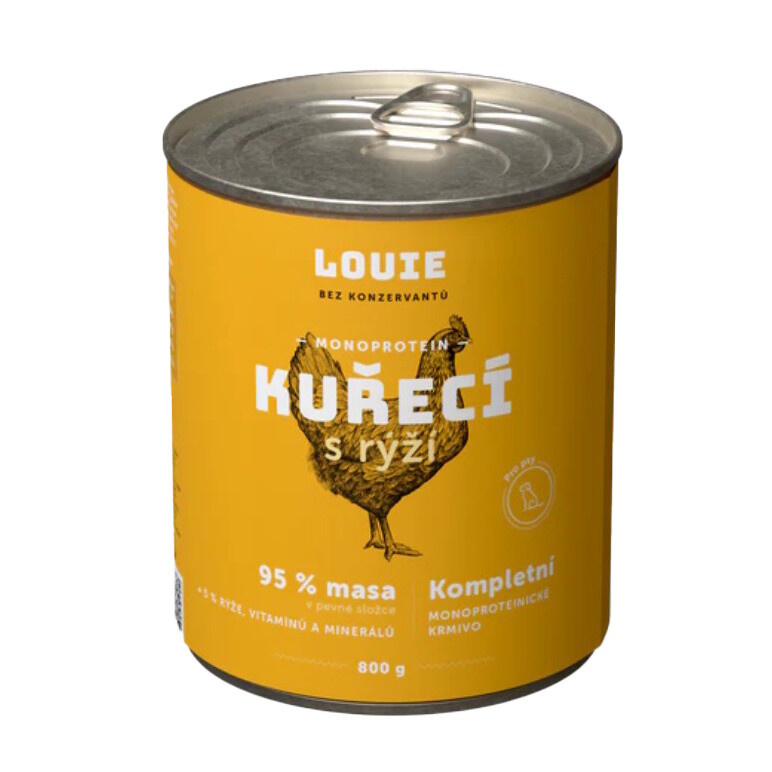 Louie Dog konz. Kuřecí s rýží a prebiotiky 800g