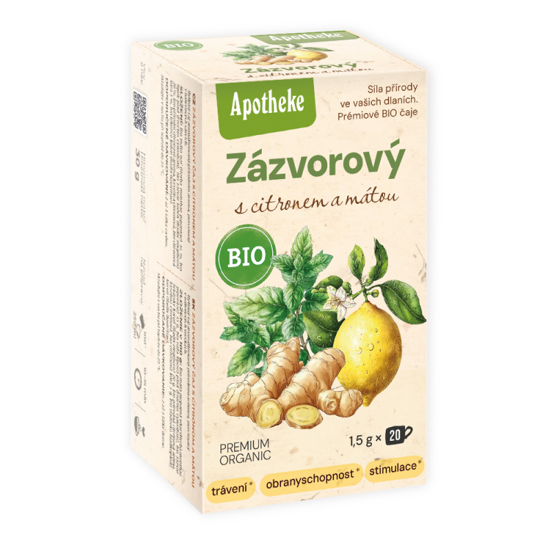 APOTHEKE Čaj zázvorový s citronem a mátou BIO 20 sáčků