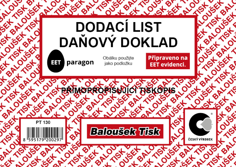 Dodací list - daňový doklad A6 samopropisovací Baloušek