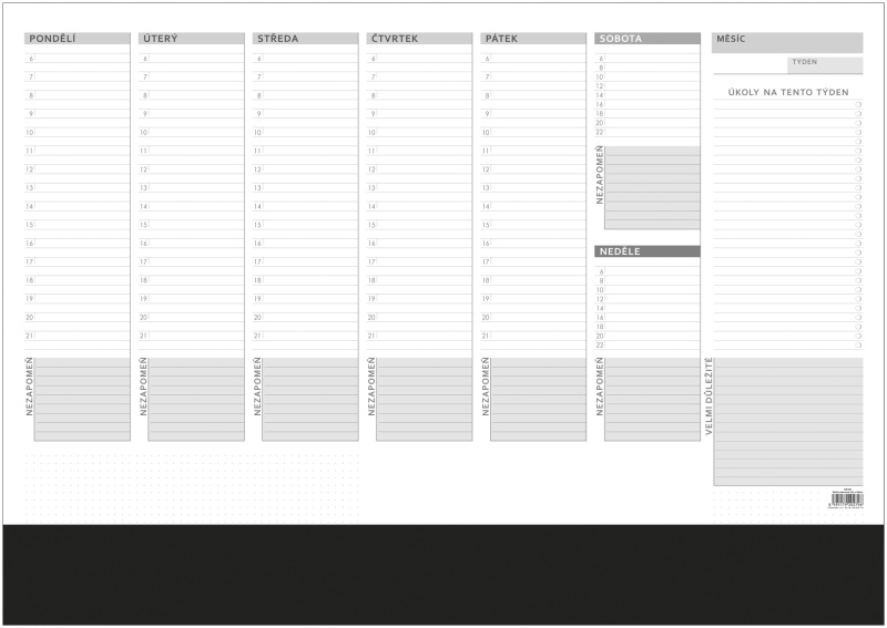 Týdenní plánovací mapa A2 s lištou - A2, 50 listů, 594 x 420 mm