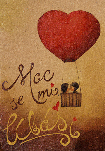 Přáníčko BeBechy - recyklovaný papír - Líbáš