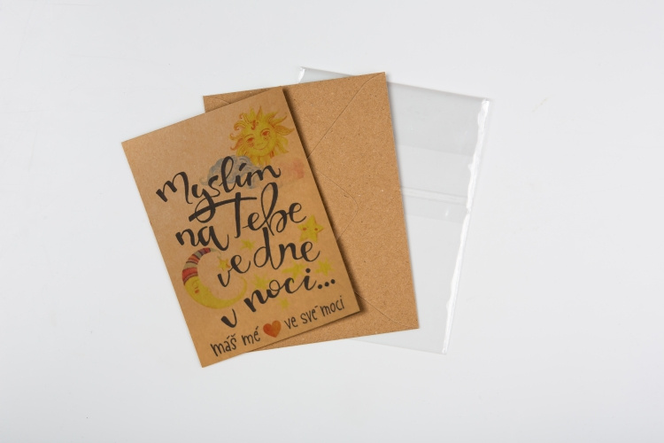 Přáníčko BeBechy - recyklovaný papír - Myslím