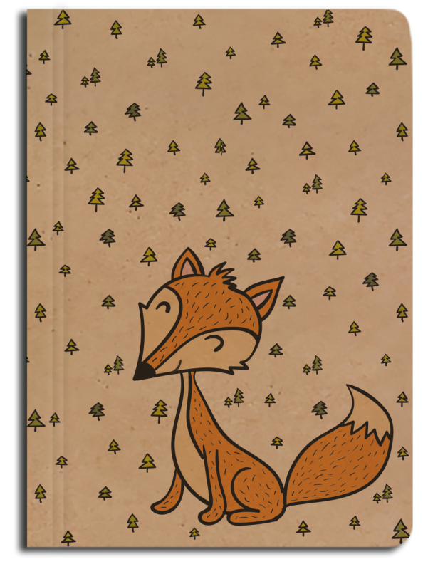 Notes linkovaný A6 kraft Liška