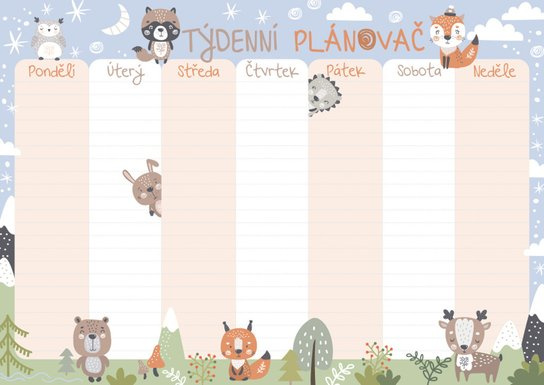 Týdenní plánovač - Zvířátka