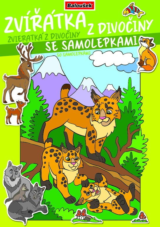 Omalovánky se samolepkam A4 Baloušek - Zvířátka z divočiny