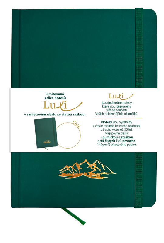 Notes Luxi prázdný A5 lamino lahvově zelená