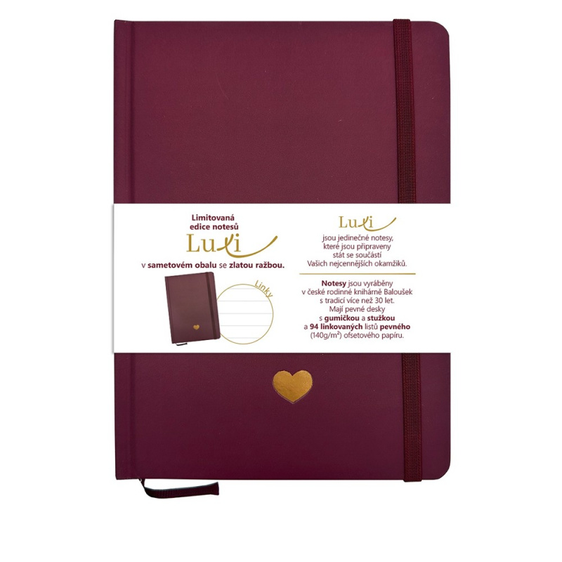 Notes Luxi linky A5 lamino bordó