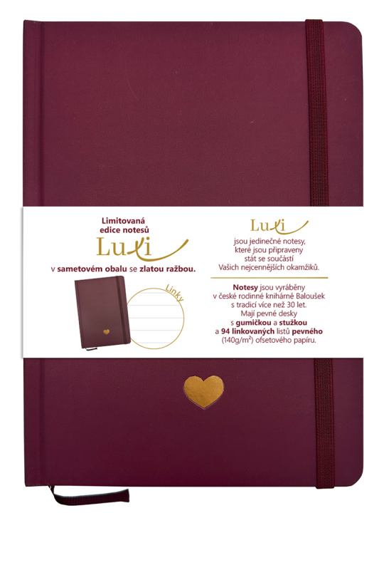 Notes Luxi linky A5 lamino bordó