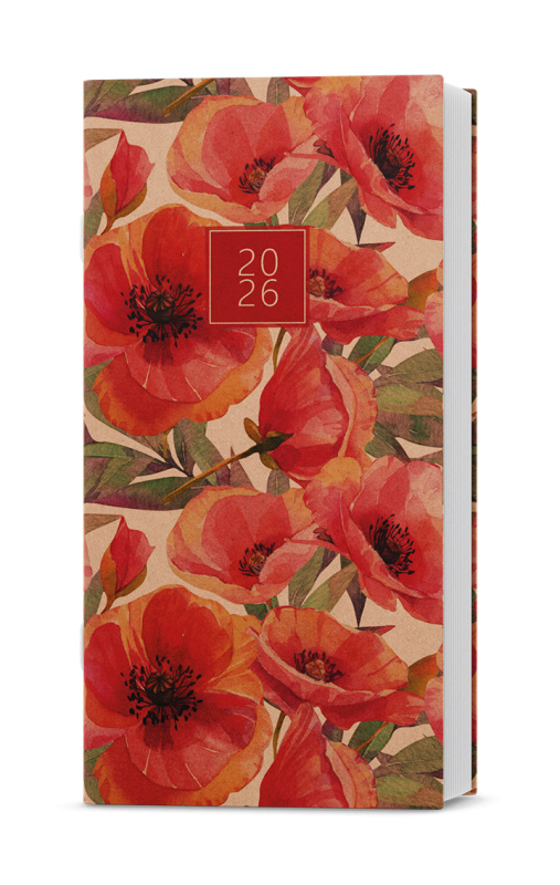 Měsíční diář 2026 Baloušek kapesní Halina - kraft - Květiny