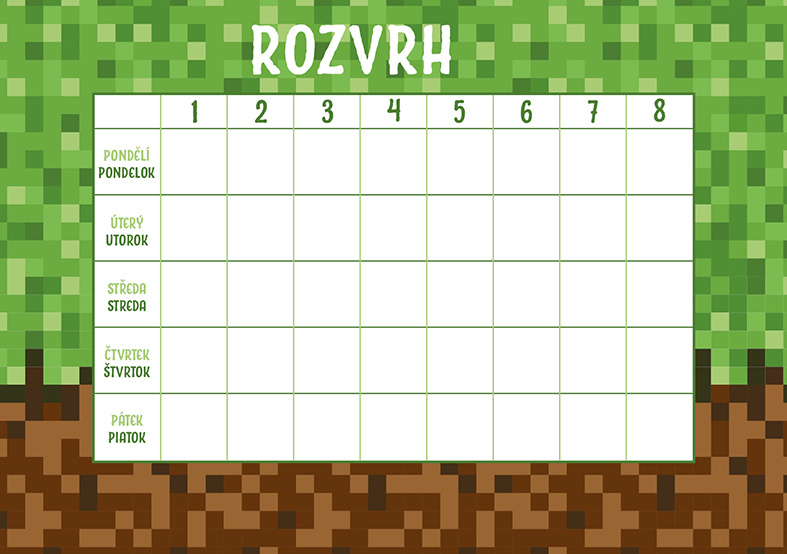 Rozvrh hodin - Kostky